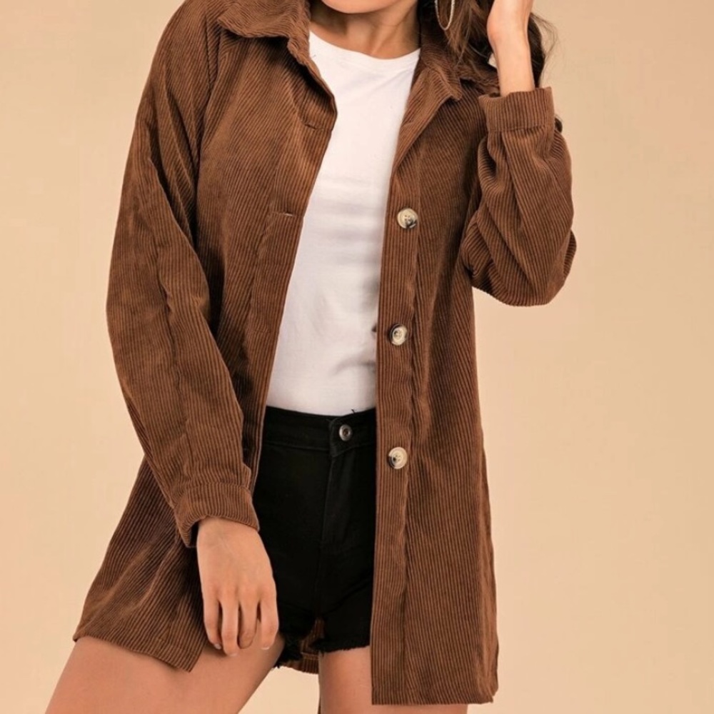 NWT Corduroy Button Self Tie Coat